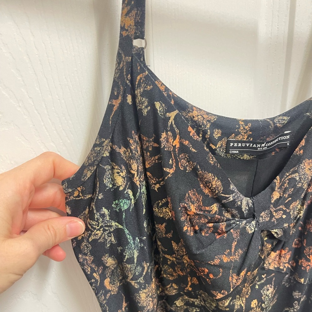 Peruvian Connection Black Pattern Knot Front Midi… - image 6